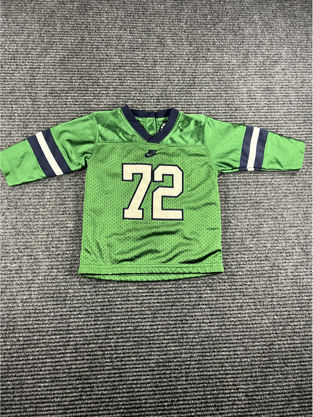 VTG Nike Y2K 2000s Kids’ Green Mesh Football Jersey Size 12M with Number 72